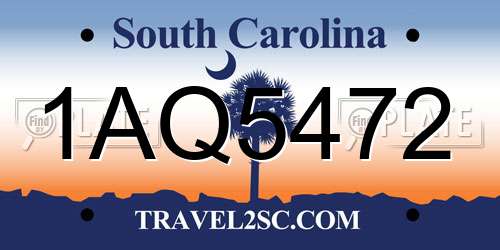 1AQ5472 South Carolina License Plate
