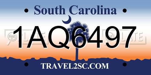 1AQ6497 South Carolina License Plate