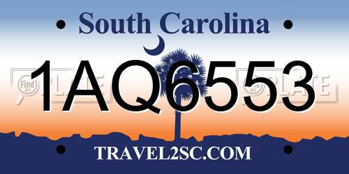 1AQ6553 South Carolina License Plate