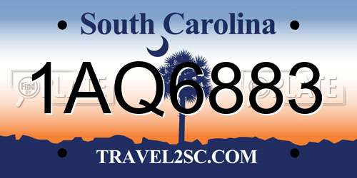 1AQ6883 South Carolina License Plate