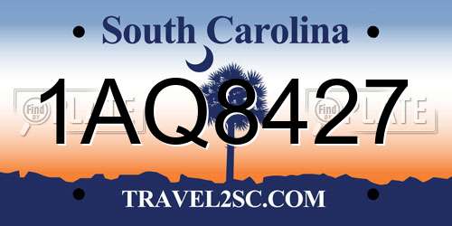1AQ8427 South Carolina License Plate
