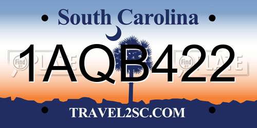 1AQB422 South Carolina License Plate