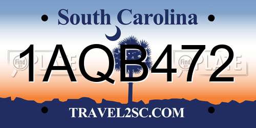 1AQB472 South Carolina License Plate