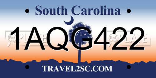 1AQG422 South Carolina License Plate