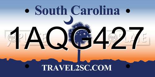 1AQG427 South Carolina License Plate