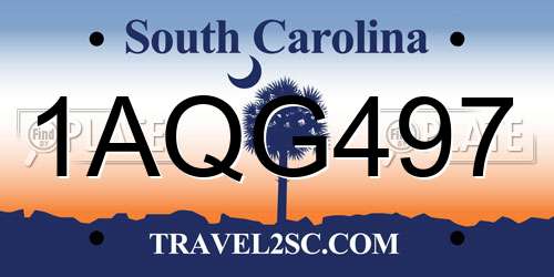1AQG497 South Carolina License Plate