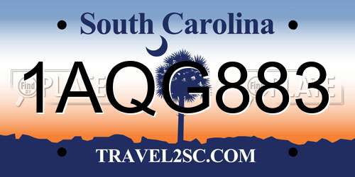 1AQG883 South Carolina License Plate