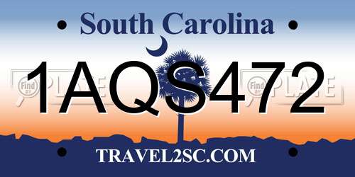 1AQS472 South Carolina License Plate