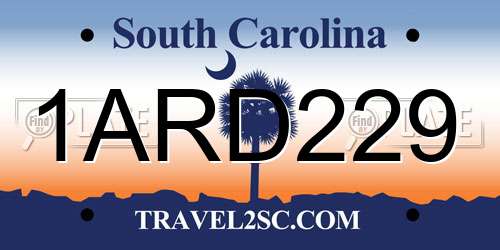 1ARD229 South Carolina License Plate