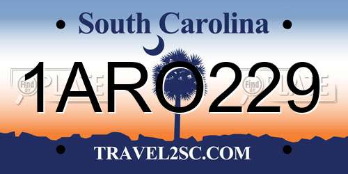 1ARO229 South Carolina License Plate