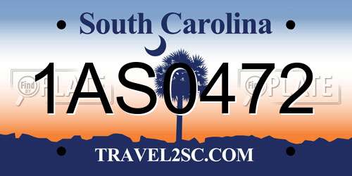 1AS0472 South Carolina License Plate