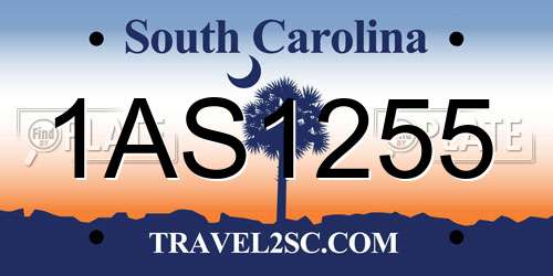 1AS1255 South Carolina License Plate