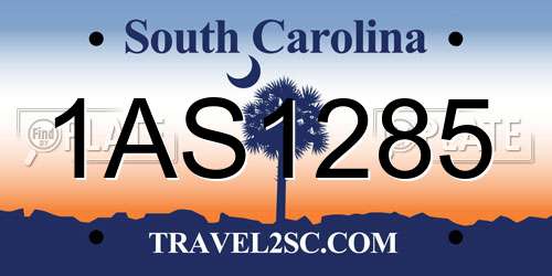 1AS1285 South Carolina License Plate