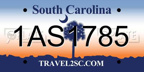 1AS1785 South Carolina License Plate