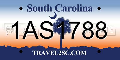 1AS1788 South Carolina License Plate