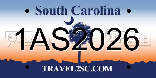 1AS2026 South Carolina License Plate