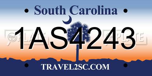 1AS4243 South Carolina License Plate