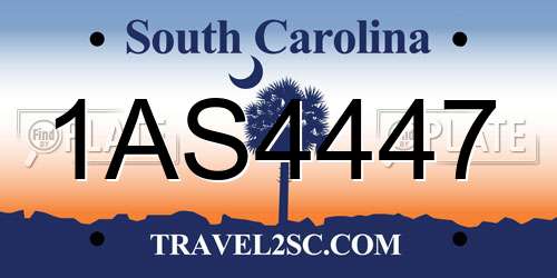 1AS4447 South Carolina License Plate