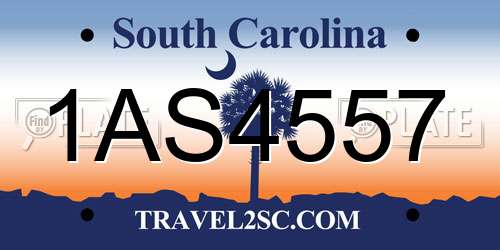 1AS4557 South Carolina License Plate
