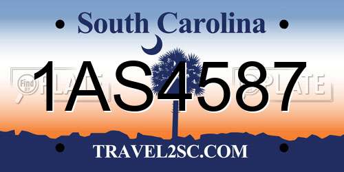 1AS4587 South Carolina License Plate