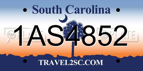 1AS4852 South Carolina License Plate