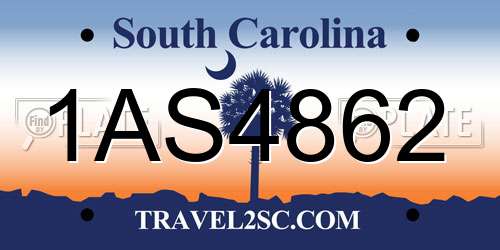 1AS4862 South Carolina License Plate