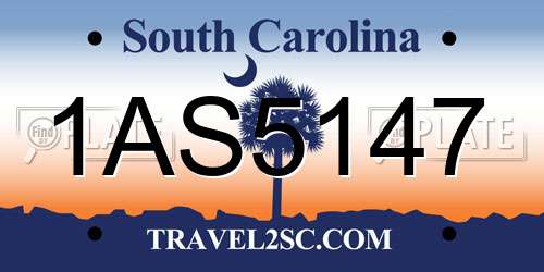 1AS5147 South Carolina License Plate