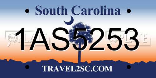 1AS5253 South Carolina License Plate
