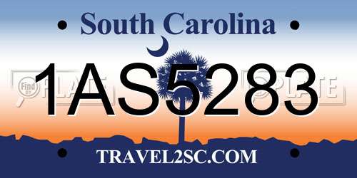1AS5283 South Carolina License Plate