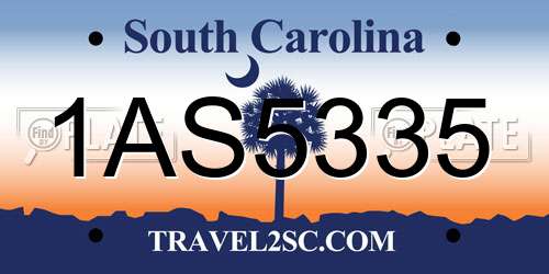 1AS5335 South Carolina License Plate