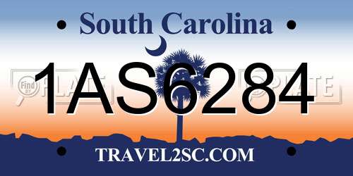 1AS6284 South Carolina License Plate
