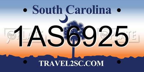 1AS6925 South Carolina License Plate