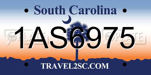 1AS6975 South Carolina License Plate
