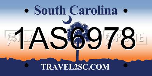 1AS6978 South Carolina License Plate