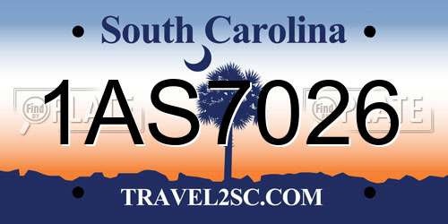 1AS7026 South Carolina License Plate