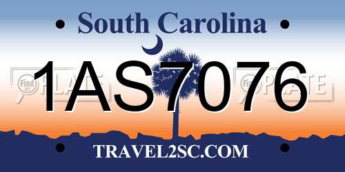 1AS7076 South Carolina License Plate