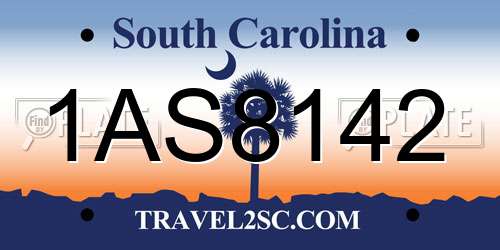 1AS8142 South Carolina License Plate