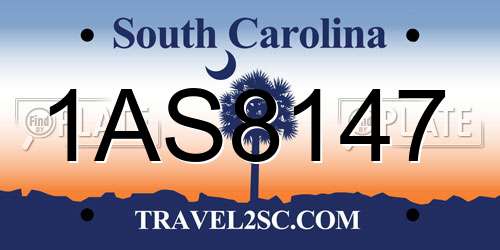 1AS8147 South Carolina License Plate