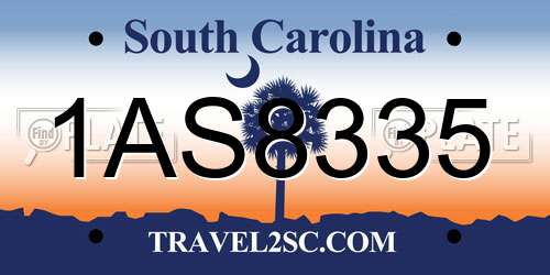 1AS8335 South Carolina License Plate