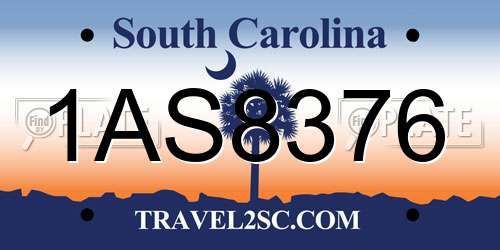 1AS8376 South Carolina License Plate