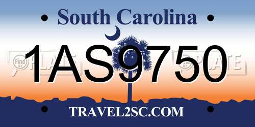 1AS9750 South Carolina License Plate