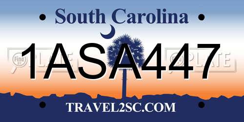 1ASA447 South Carolina License Plate