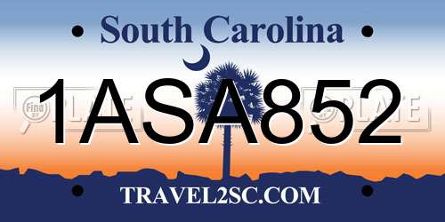 1ASA852 South Carolina License Plate