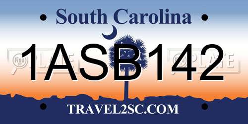 1ASB142 South Carolina License Plate