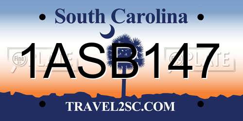 1ASB147 South Carolina License Plate