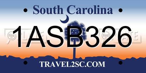 1ASB326 South Carolina License Plate
