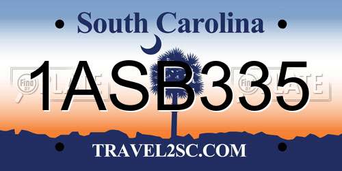 1ASB335 South Carolina License Plate