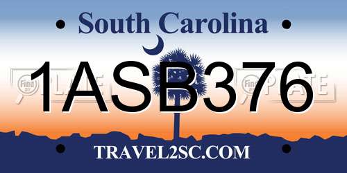 1ASB376 South Carolina License Plate