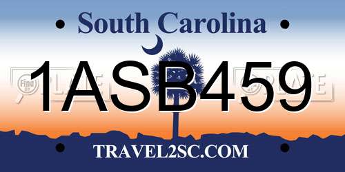 1ASB459 South Carolina License Plate