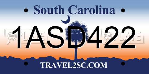 1ASD422 South Carolina License Plate